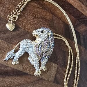 Betsey Johnson Gold and Silver Lion Pendant Necklace